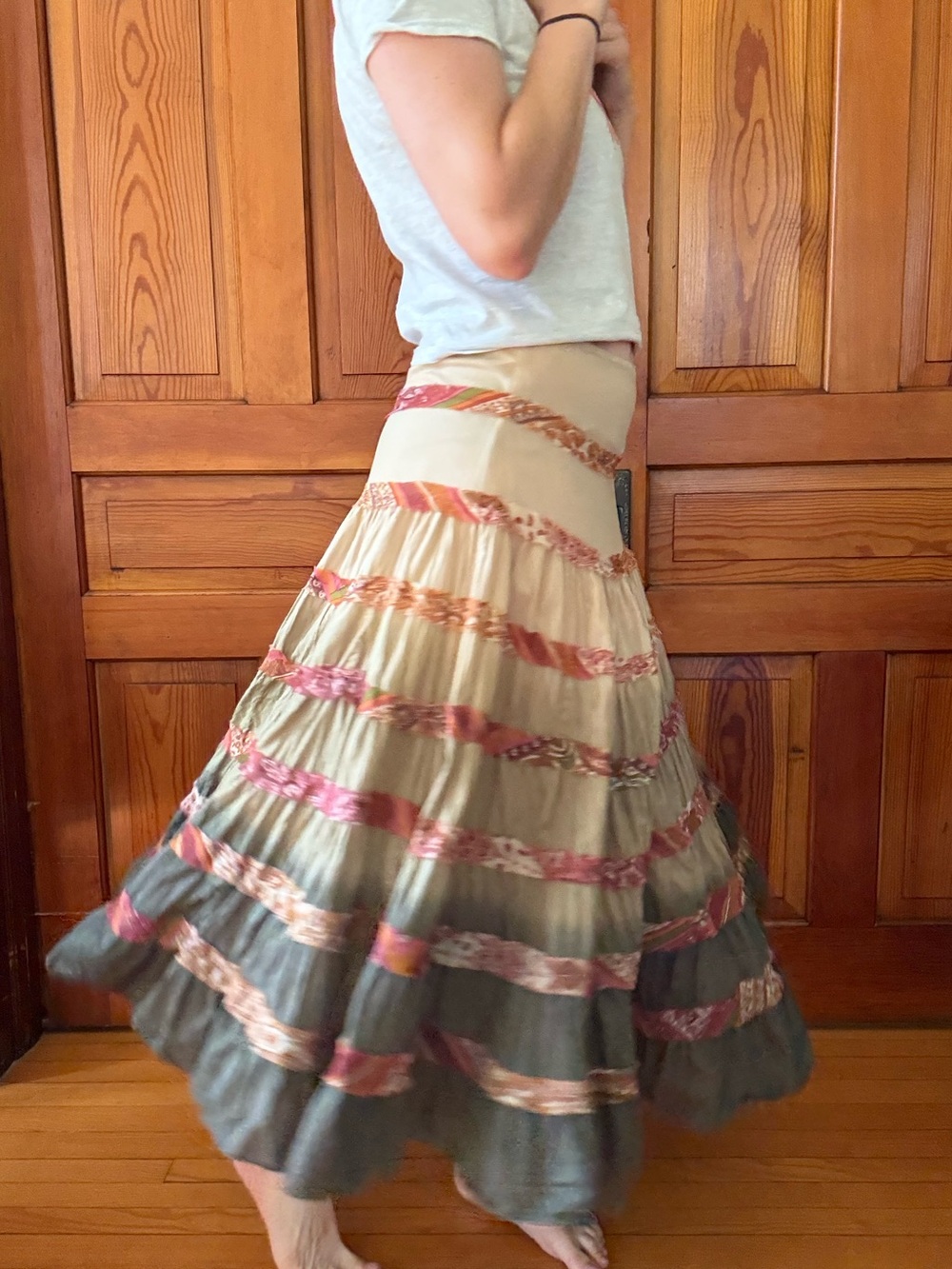 Whimsy Patchwork Maxi Skirt 100% Cotton